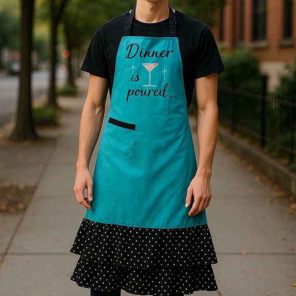 NWT Cooking Aprons 30 X 30 Made In India W/100% Cotton,Embroidered. - Picture 3 of 12